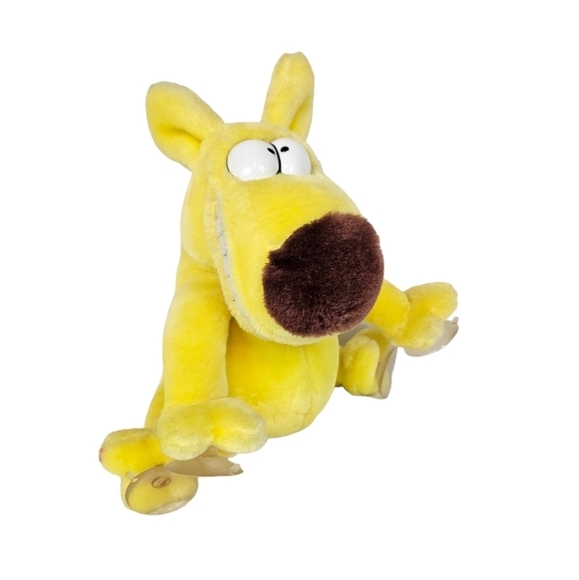 Vintage 1987 Mother‎ Goose & Grimm Yellow Grimmy Dog Stuffed Car Window Cling - Picture 1 of 12